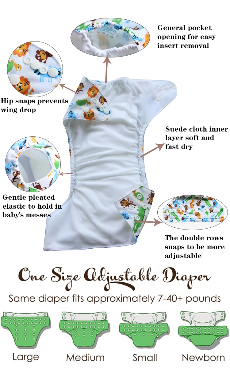 Ohbabyka China Manufacturers Cotton Cloth Diapers Pocket Reusable Baby