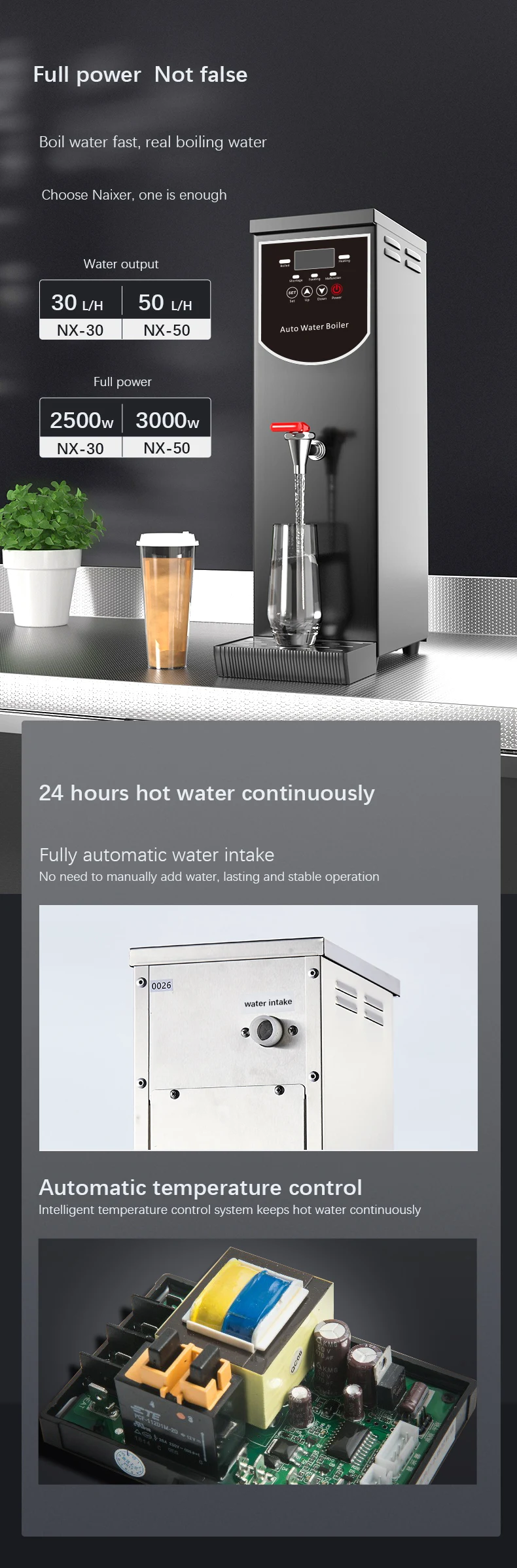 30L Automatic Hot Commercial Water Dispenser Machine 3000W, 50L/H