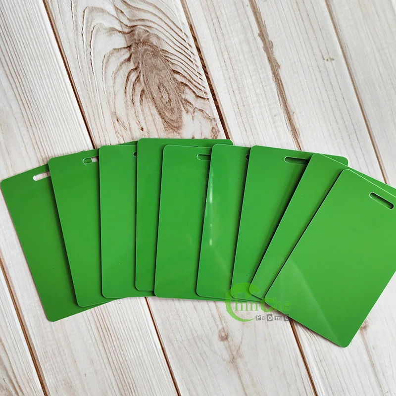 No Minimum Any Size Could Be Cut Glossy PVC Hard  Blank Plastic Card with clear Loops and Clip