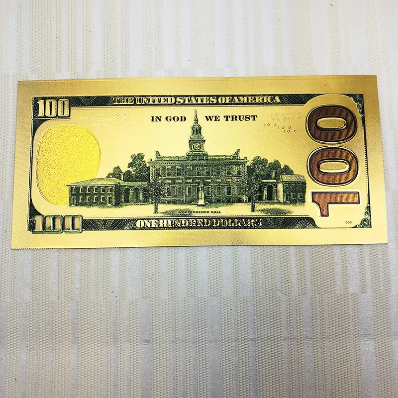 
Индивидуальная Золотая фольга для банкнот в долларах США, евро, коллекция банкнот, 100 долларов США, двусторонняя Золотая фольга для банкнот с цветной печатью 