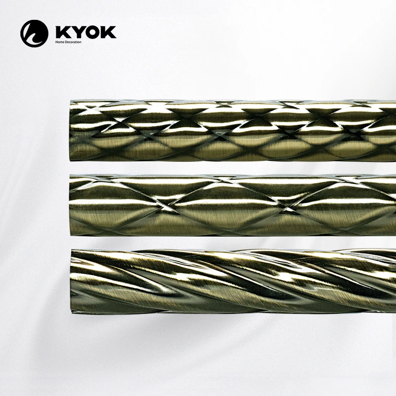 KYOK Pipe and Drape Curtain 400Cm Extendable Curtain Poles Double Bracket Curtain Accessories Iron Pipe With Crystal FinialsD910