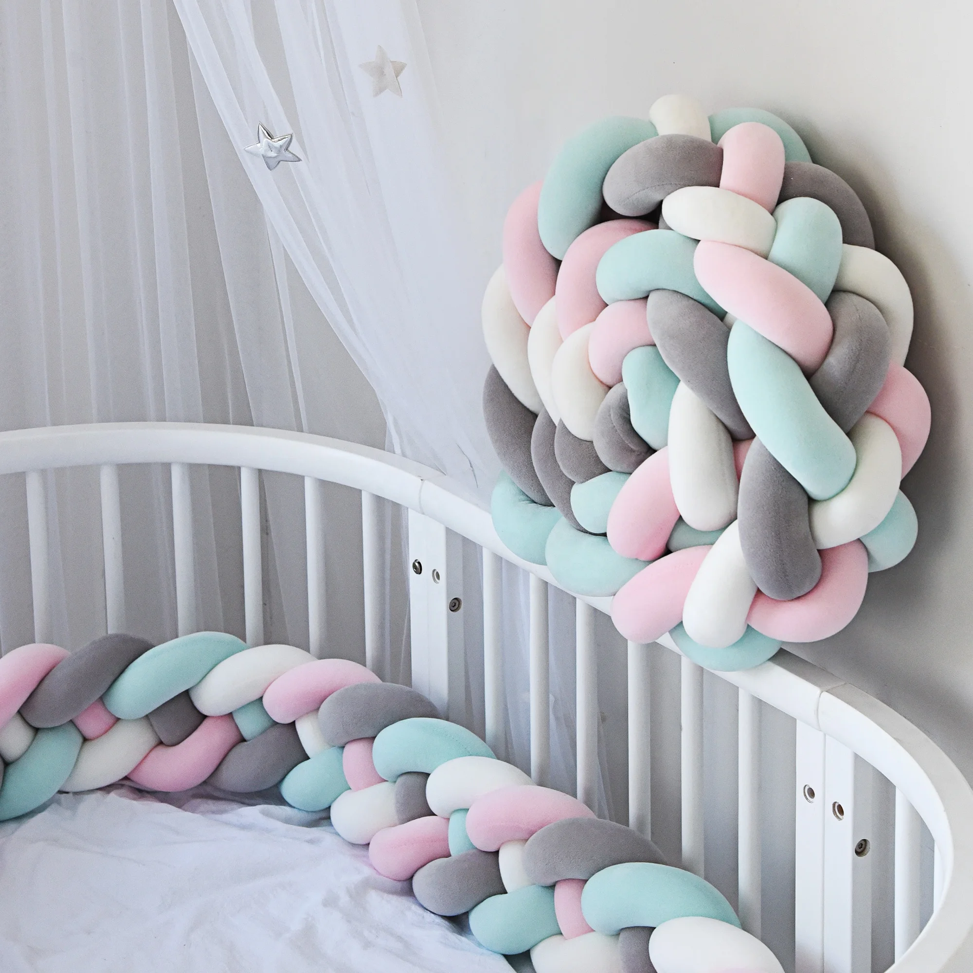 Amortisseur A Nœud Decoratif Pour Berceau 4 Brins 2 2 Metres Decoration De Literie Buy Bebe Tresse Berceau Pare Chocs Long Doux Serpent Oreiller Pour Enfant En Bas Age Respirant Bebe Berceau Tresse Bumper Noeud Oreiller Pare Chocs