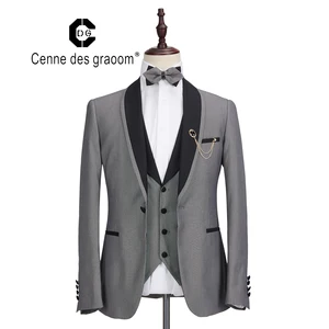 Cenne Des Graoom 2026 Latest Coat Design Men Suits Tailor-Made Slim Fit 1 Button 3 Piece Set Blazer Vest Pants Wedding