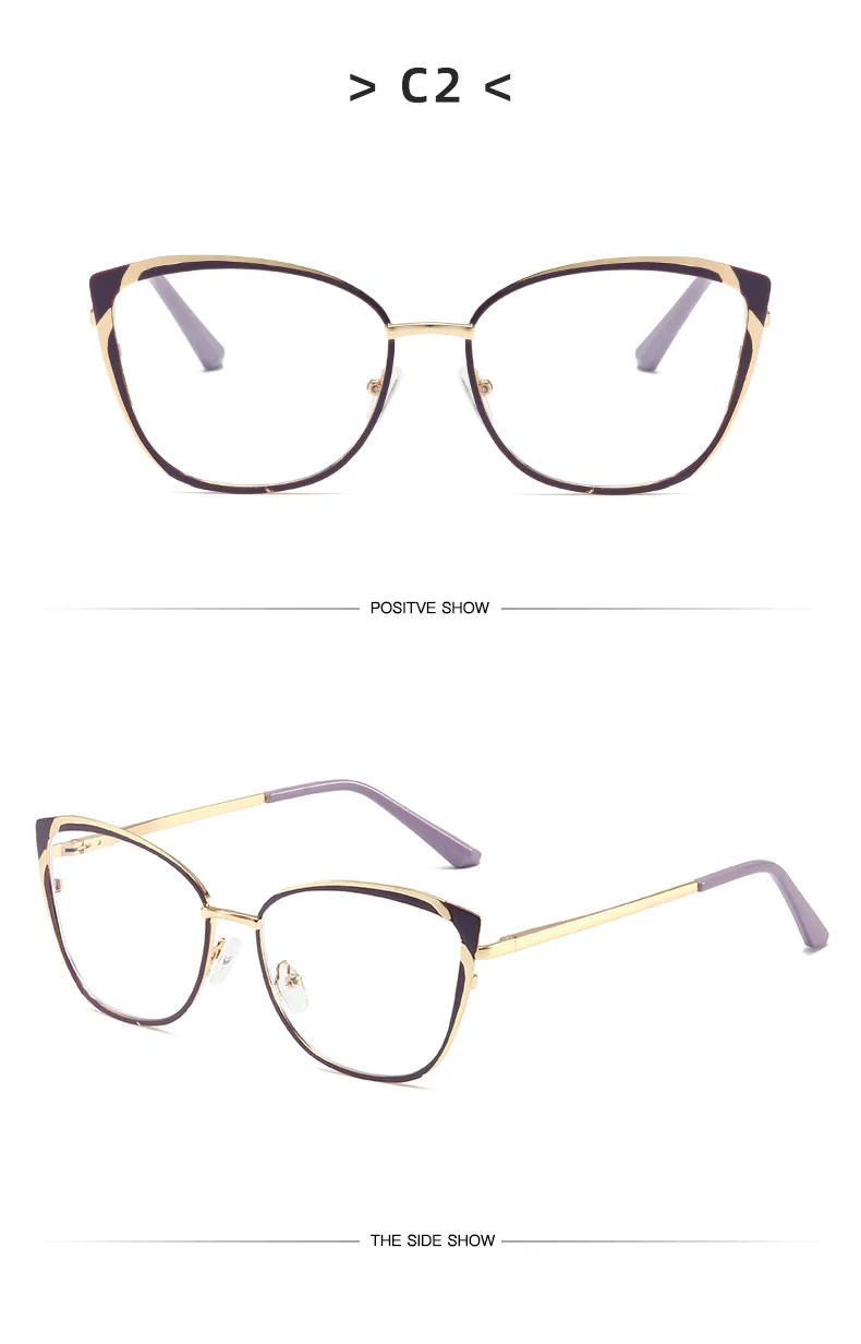 2024 New Fashion Eyeglasses Luxury Golden Frames Anti Blue Ray Patchwork Color Eyewear Chic