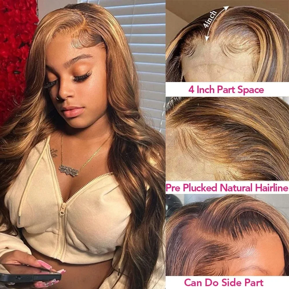 13x4 HD Lace Body Wave Perücke Echthaar Honigblond Lace Front Perücke_voghion.com