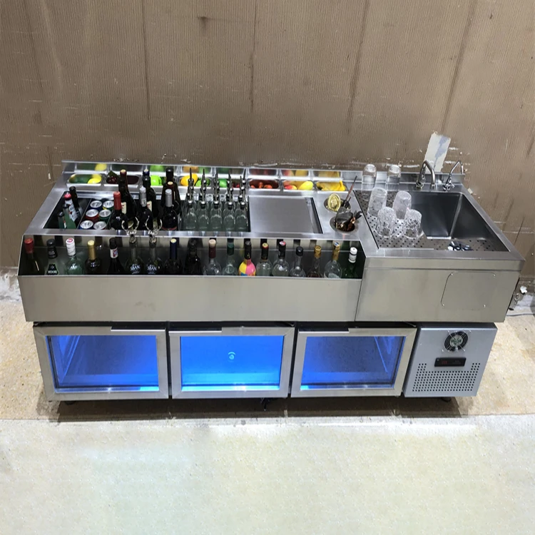 Customized Standard 304 Stainless Steel Portable Bar Bartender Table