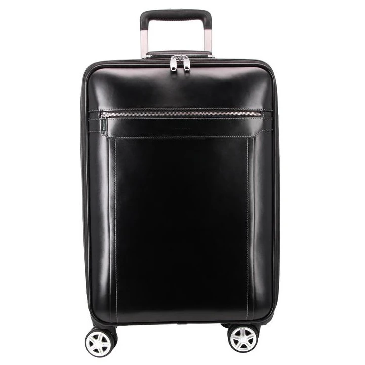 Custom Cowhide Leather Luggage Carry on Luggage Travel Trolley Bag Leather  Bag