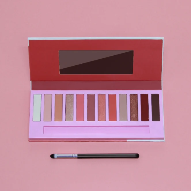 Новинка, натуральный блестящий крем, 12 теней для век, палитра для макияжа, нюдовая палитра с высоким пигментом, частный ярлык, цветной макияж, матовые тени для век, палитра