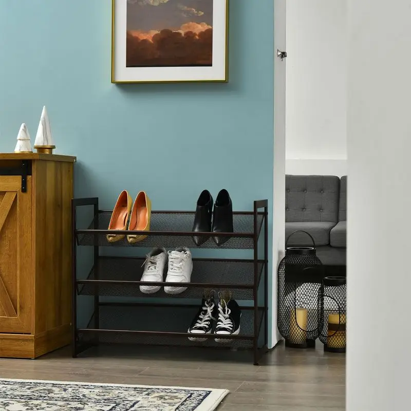 Factory Price Modern Simple Adjustable Storage Shoe Racks Stands Home Furniture Durable Metal Shoe Rack