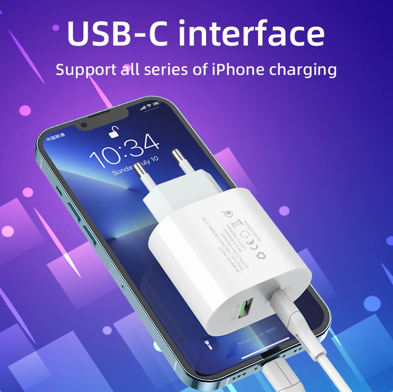 High Quality Electric USB-A & 2 Type-C Ports 10W Fast Charging Wall Charger with OTP/OVP Protection EU/US/UK Plug Power Adapter Hfa57b45d9efb4e3ea63bc711e3de7739C