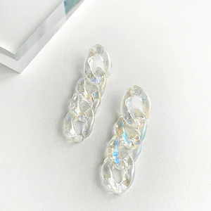 Wholesale Stud Earrings Silver Post Polarized Coating Colorful Exaggerated Acrylic Chain Earrings for Women