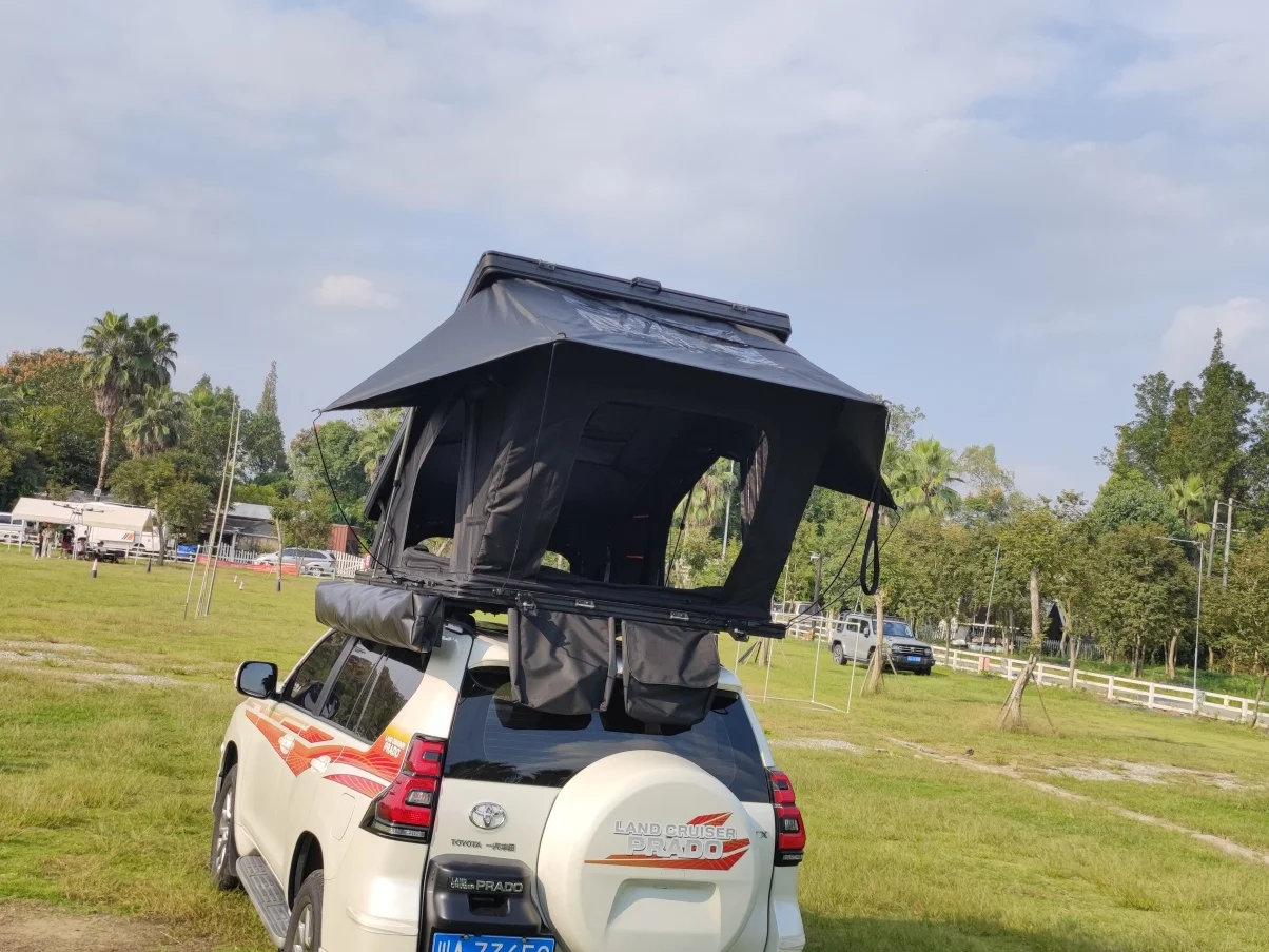 2025 Hydraulic Stainless Steel Rod Aluminum Hard Shell Roof Top Tent for 2-3 Person with 320g Polyester Cotton and Waterproof >3000 mm