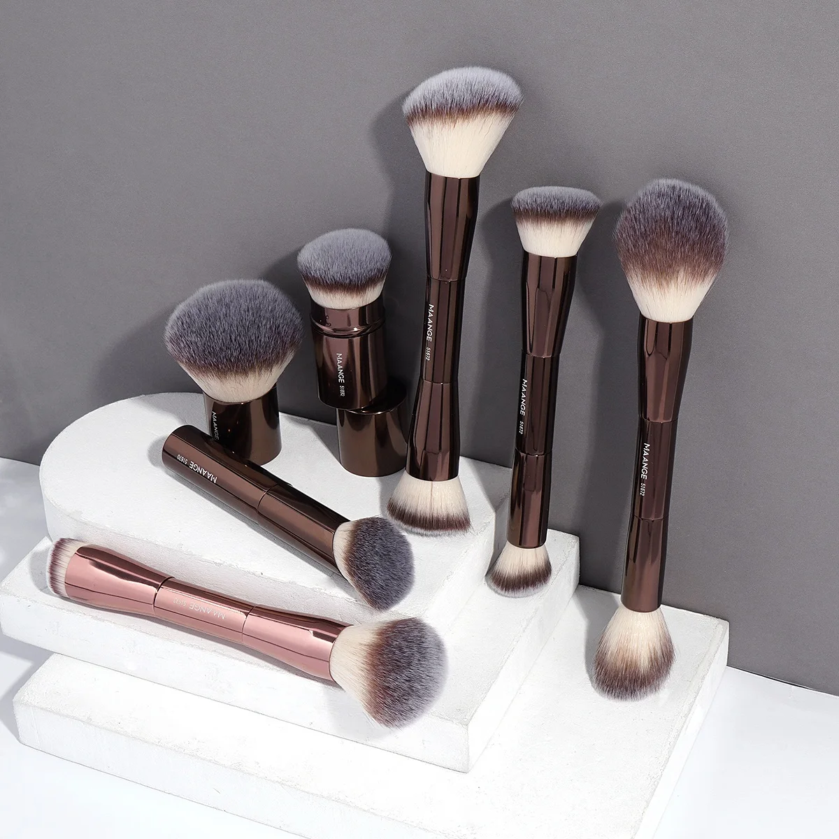 MAANGE Fluffy Powder Foundation Brush Double Ended Make up Brush 7 Pcs Professional Makeup Brushes Set