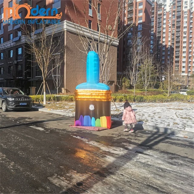 Giant Inflatable Paint Brush with Built-In Fan 210D Oxford Cloth for Roof Top Advertising Balloon Style Building Decoration