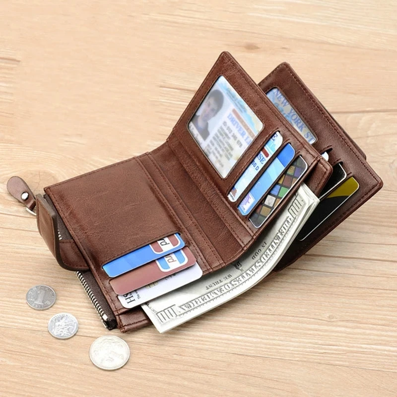 sciuU Porte-Monnaie de la Carte de Crédit Multi-usages Portefeuilles Poches en Cuir PU Beige Blocage RFID pour Les Hommes et Les Femmes 