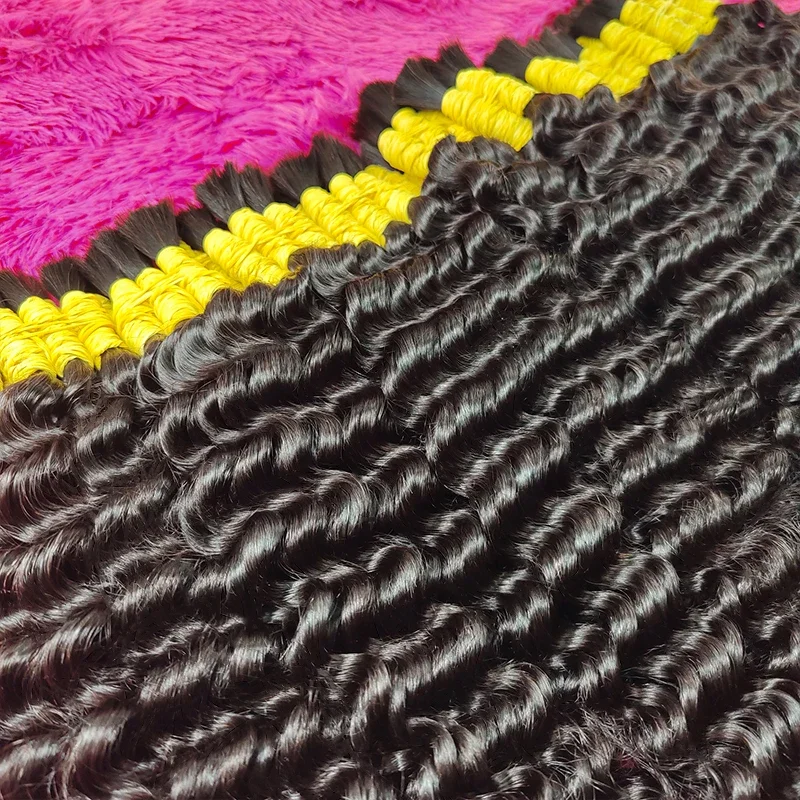 100 % menneskehår Virgin Deep Wave Curly Bulk vævning til fletning Ubehandlet 30 tommer_voghion.com