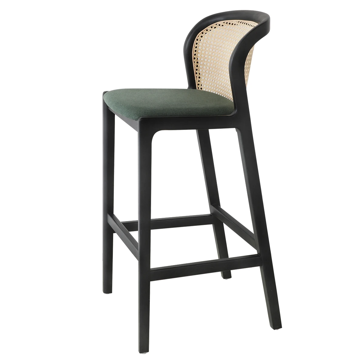 Restaurant bar Chair Solid Wood Light Luxury Rattan Retro Leisure bar Chair Nordic Home Modern Simple High Stool