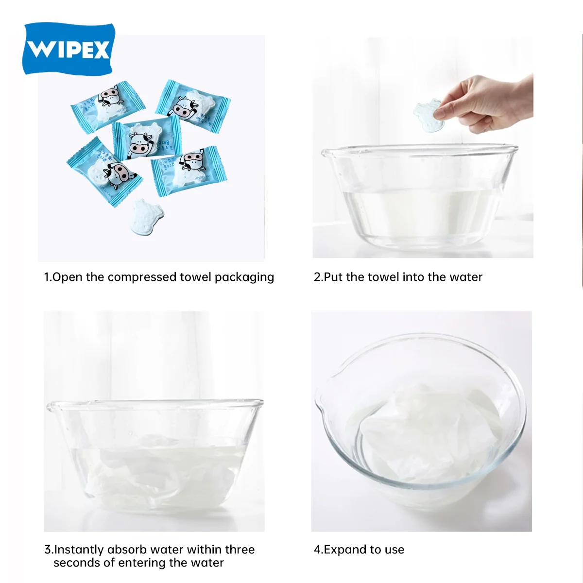 Wipex Factory Customized Vacuum Packed Compressed Towel Magic Disposable Mini Washcloth Compressed Face Cleaning Towels