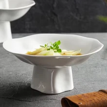 Design Serving Flat Dish Plates Porcelain Tableware Heat Resistant White Ceramic Dinner Plate