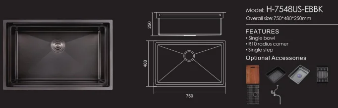 New Design Anti Scratch  Nano Finish Customized Size Multifunctional Sinks Kitchen Handmade Sink Stainless Sink With Stages details