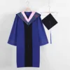 Robe de maîtrise-col rose-nylon tissage uni