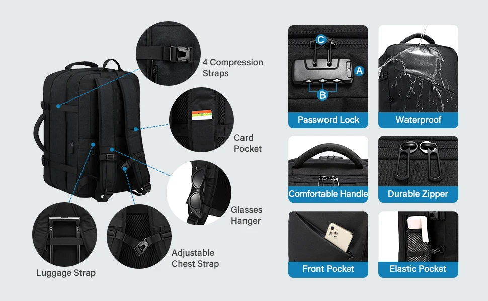 Модные женские сумки-мессенджеры 2022 ручной клади рюкзак водонепроницаемый большой 40L Анти-кражи дорожные сумки 17in мужчины женщины ноутбук путешествия