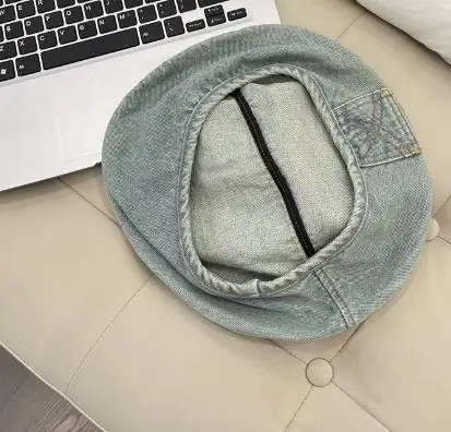 Осенняя винтажная уличная одежда из джинсовой ткани, повседневный складной круглый ковбойский берет на заказ