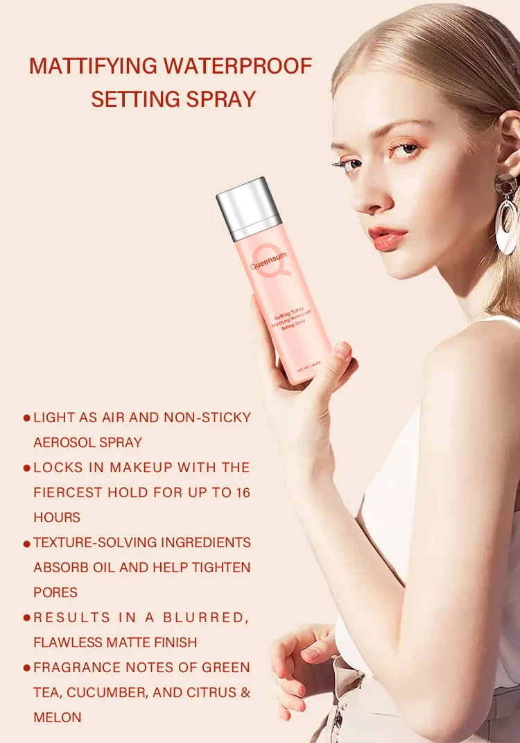 Setting Spray Waterproof Long Lasting Pink Fixing Spray Oil Control