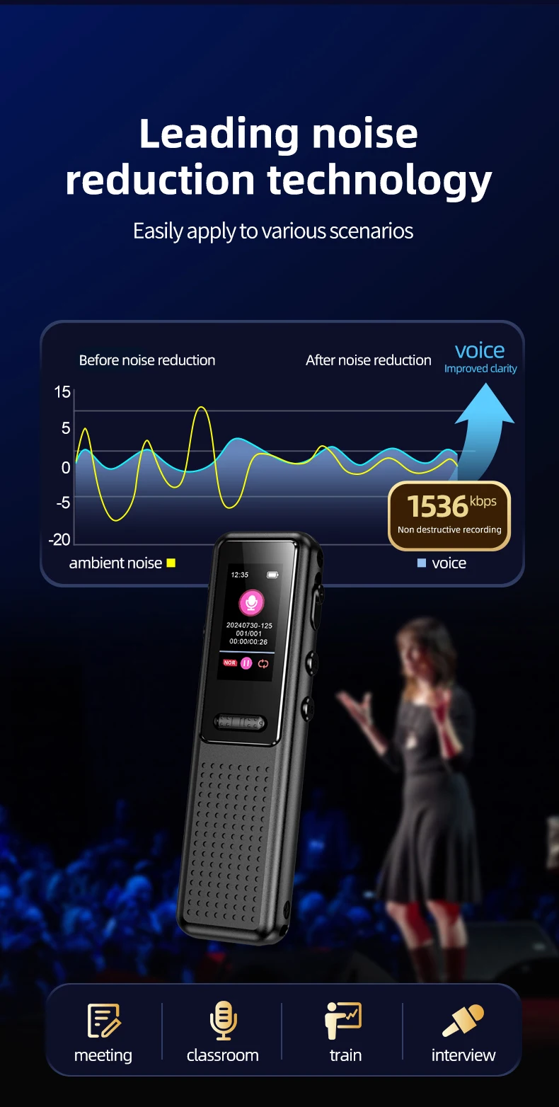 ZD39 Pocket Recording Pen 48KHZ Mini Voice Recorder 1536kbps Audio Recording Tool for Conference & Lecture
