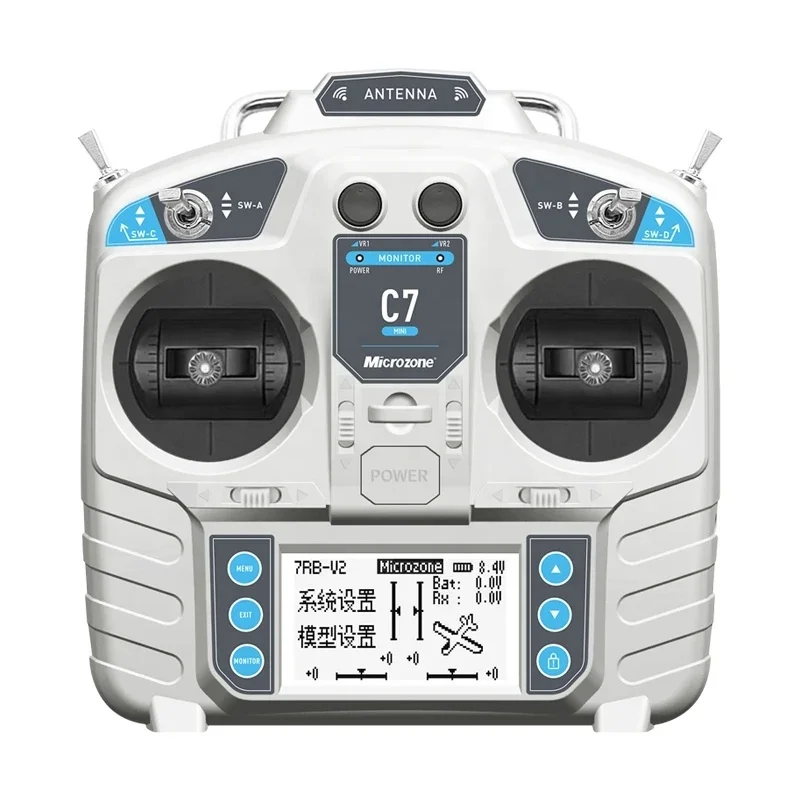 MicroZone MC7 C7 MINI 2.4G Controller Transmitter MC8RE Receiver Radio Set for RC Aircraft Drone Quadcopter Car Boat