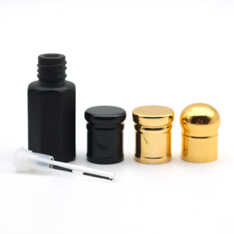New Design 6ml Matte Black Coating Attar Bottle Oud Oil Perfume Tola Bottle With Aluminum Cap