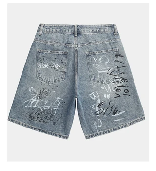 Spring 2024 Hipster Graffiti straight-leg five-quarter men's pants