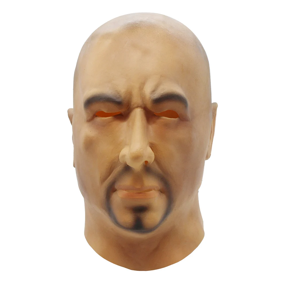 Artificial Man Custom Latex Mask Hood Overhead Wigs Beard Full Human Skin Disguise Prank Halloween Makeup Costume Realistic