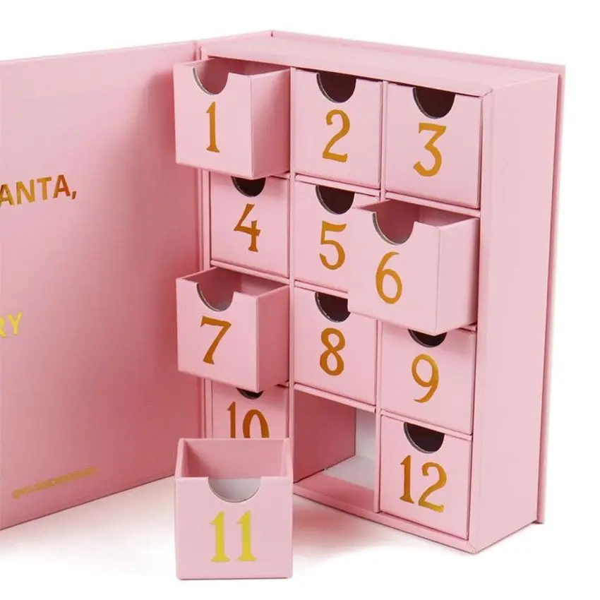 Best Selling Factory Customized Design Gold Print Cosmetic Advent Mystery Calendar Box