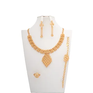 Set of Necklaces for Women Muslim Wedding Jewelry Accessories for Women Wholesale Gold Plated Jewelry Vendor