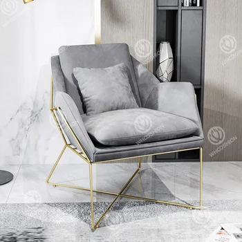 Factory Direct Gold Sofa Chair Modern Luxury Lounge Accent Single Seat Low Arm Chair Velvet Living Room Chair