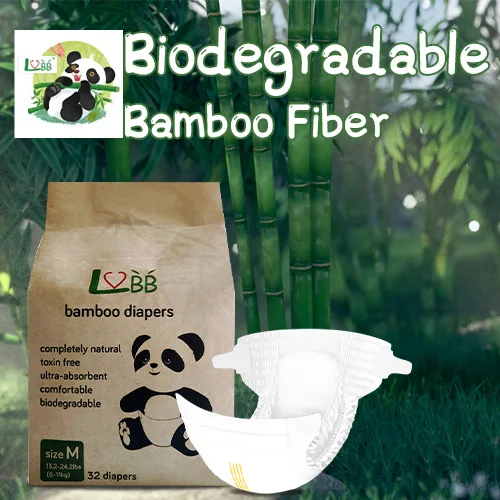 OEM&ODM Eco Biodegradable Disposable Diapers 100% Bamboo Fiber Disposable Baby Nature Nappies Diapers