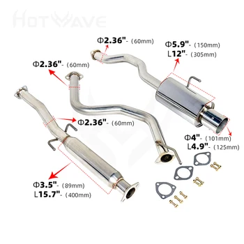 2.36" HOTWAVE factory direct sell high performance for Honda Civic 92-00 (2d/4d) catback exhaust