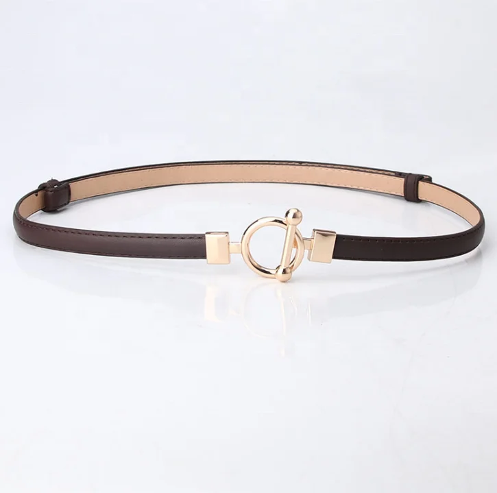 Распродажа полностью регулируемый однотонный простой дизайн тонкий пояс из искусственной кожи с золотой пряжкой шикарным дизайном