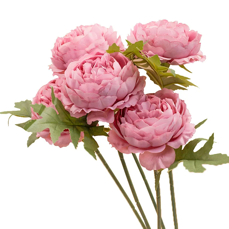 New High Quality Artificial Peony Single Branch Silk Flowers For