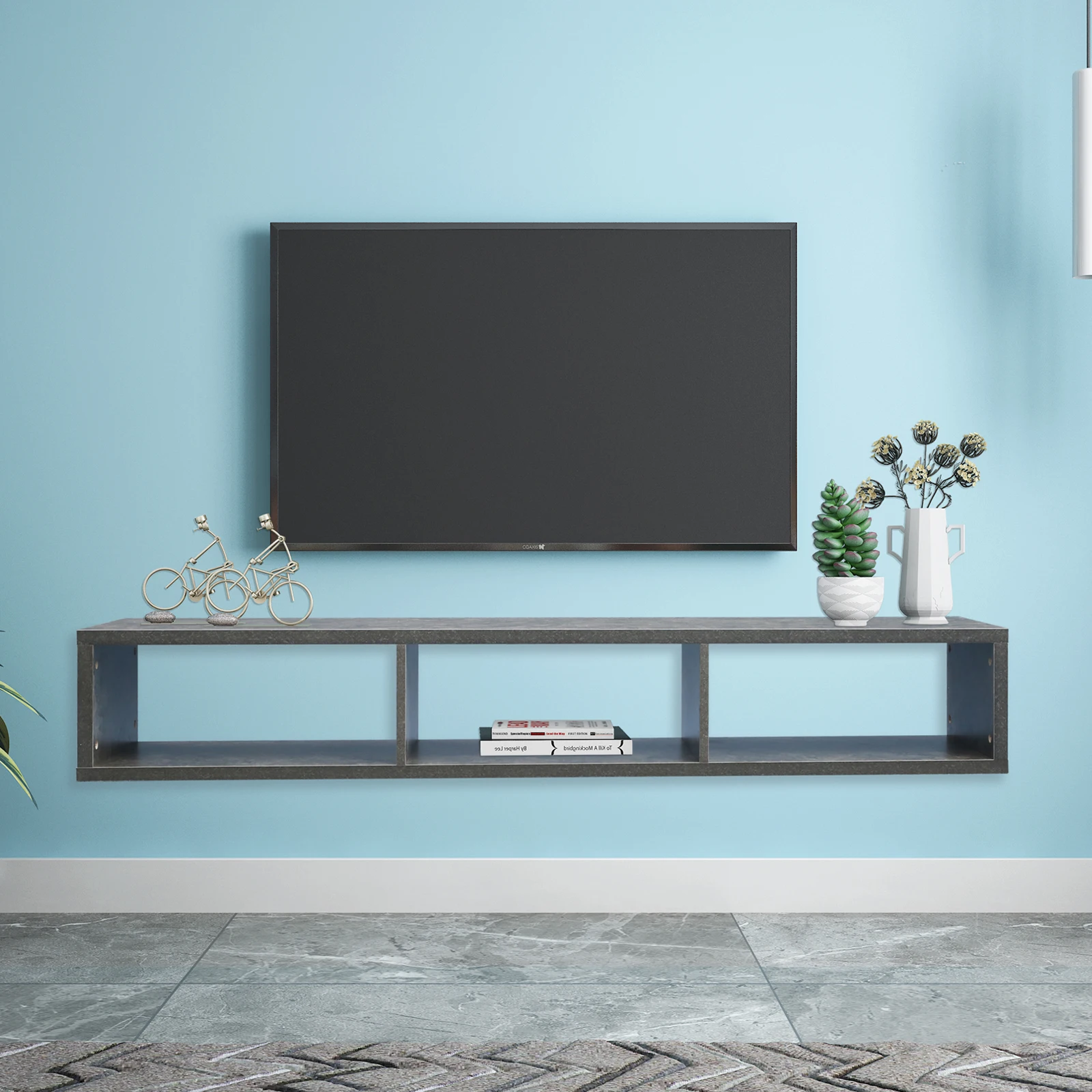 Modern Shallow Floating TV Console ,Shelf for Under TV, Entertainment TV Storage Wall Shelf for Living Room, 60"