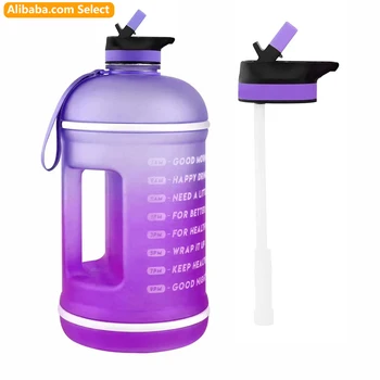 1.5L 2.5L Half Gallon Water Bottle with Times with Straw Water Jug