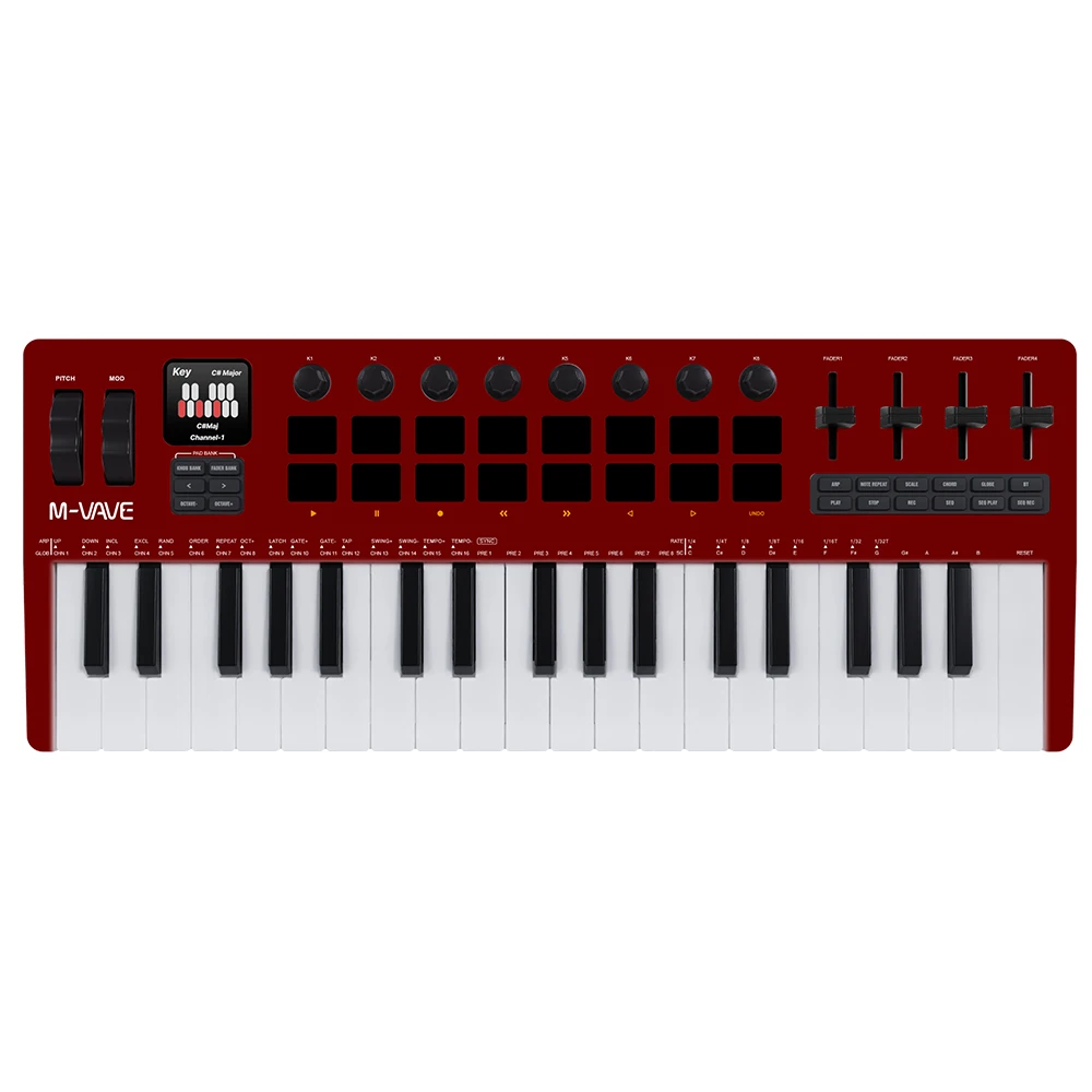 M-Vave SMK-37 PRO Mini MIDI Keyboard 37 Anschlagdynamische Tasten