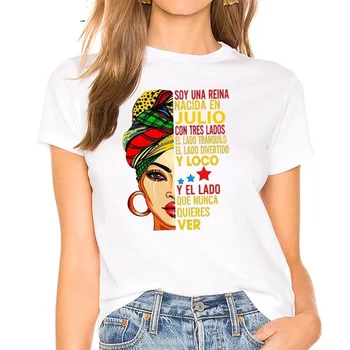 Melanin Queen Cartoon Print T shirt Women Clothes African Black Girl History Month Female T-shirt Melanin Casual Tee Shirt Femme
