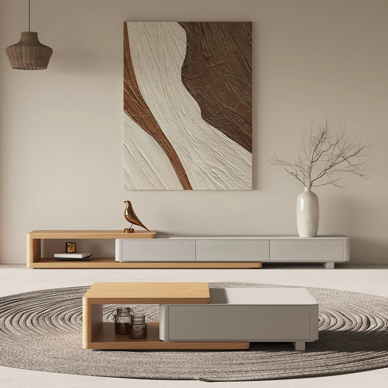 Modern Wood Extendable Tv Stands Cabinet Living Room Rectangular Tv ...