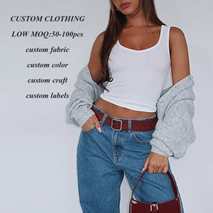 Summer Hot Selling Ladies Ribbed tank Top Tshirts Custom Sexy U Neck Women Sleeveless Skinny Fitness Vest tank Top