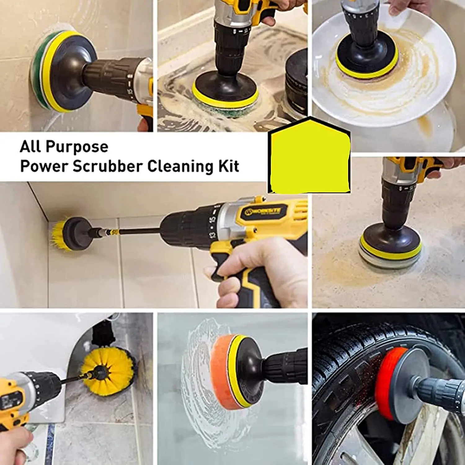 22piece Drill Brush Attachments Set,Power Scrubber Brush With Extend Long Attachment Car