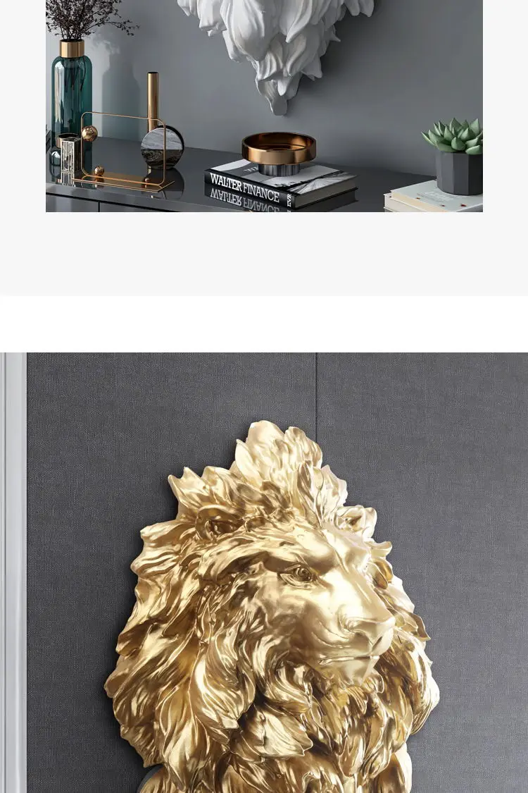 Latest 3d Design White Lion Face Wall Decor Luxury Home Decoration
