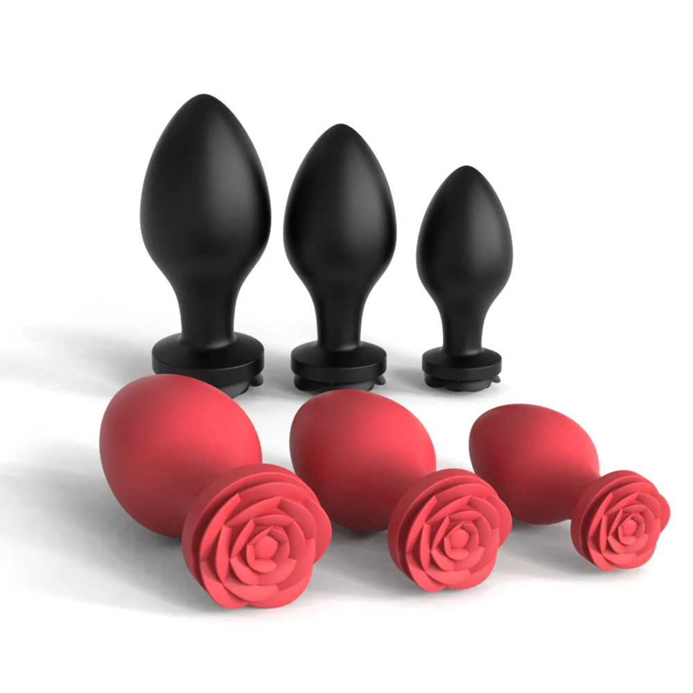 Source S-HANDE Rosa 3pcs/set RED silicone sextoy rose anal plug toy set Black rose sex toy anal butt plugs rose sex toys for women on m.alibaba picture