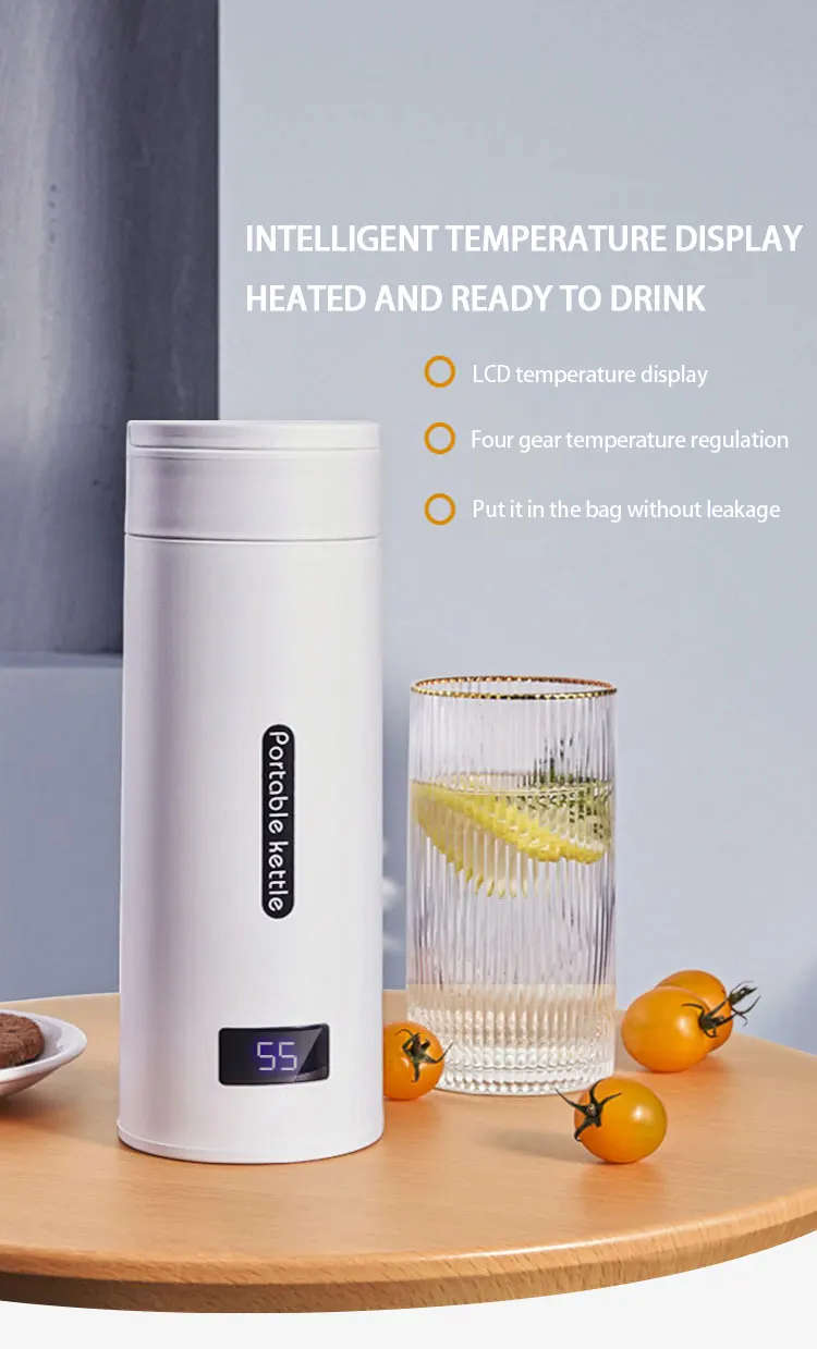 2023 Hot Selling Mini Portable Electric Kettle Portable Heating Thermal Mug Water Tea Boiler
